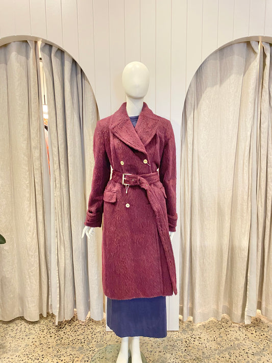 Michael Kors Alpaca Merlot Military Peacoat in Merlot - Size 14