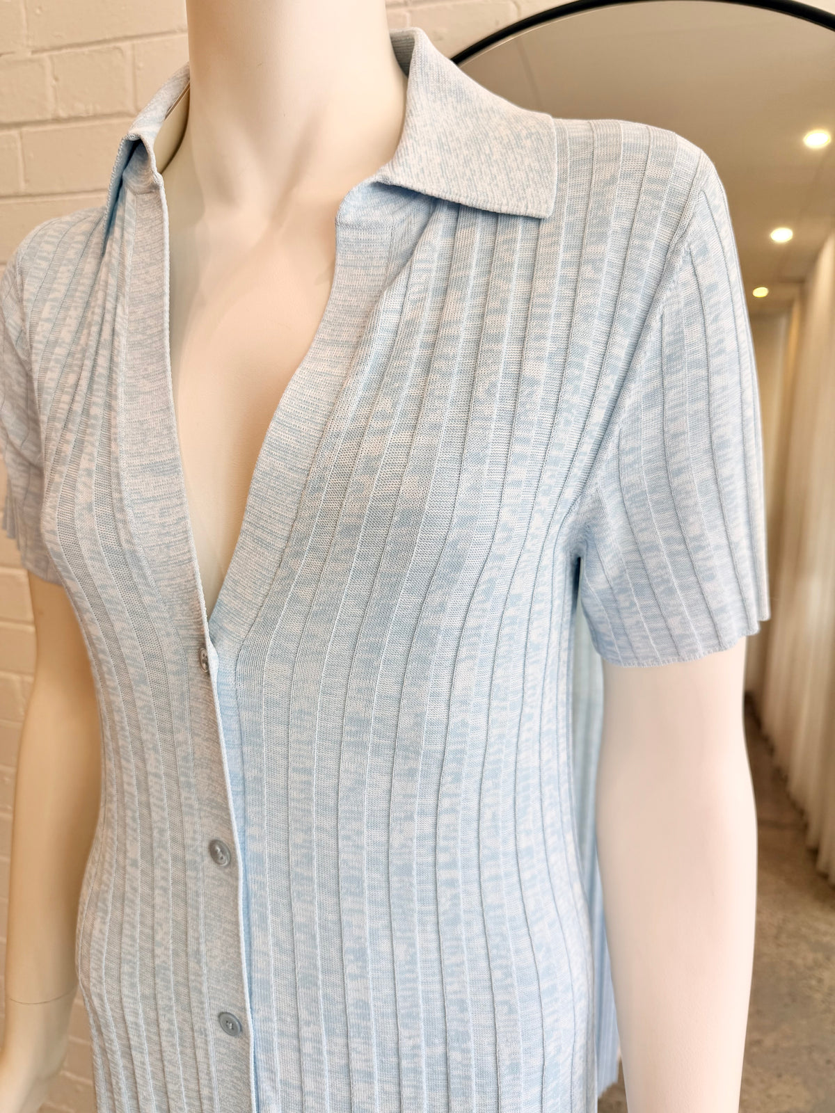 Scanlan Theodore Blue Pleated Rib Placket Dress - Size S (10)