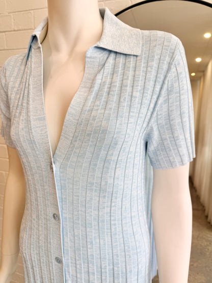 Scanlan Theodore Blue Pleated Rib Placket Dress - Size S (10)