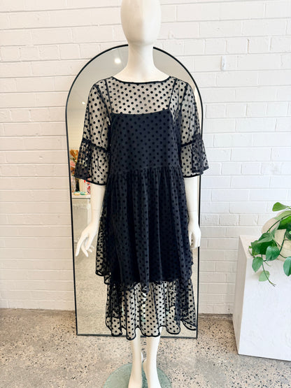Gorman Constellations Midi Dress in Black - Size 12