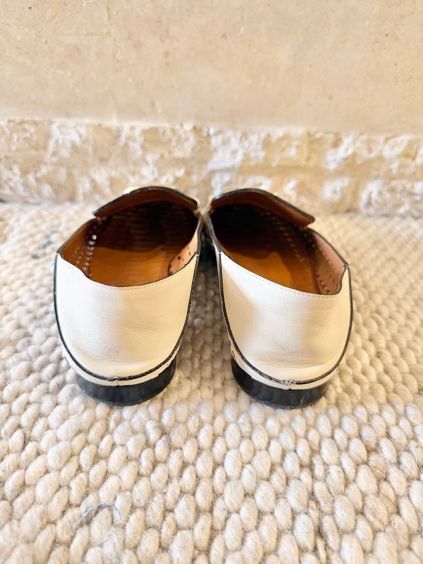 Chloe Cream C Woven Leather Loafers - Size 38