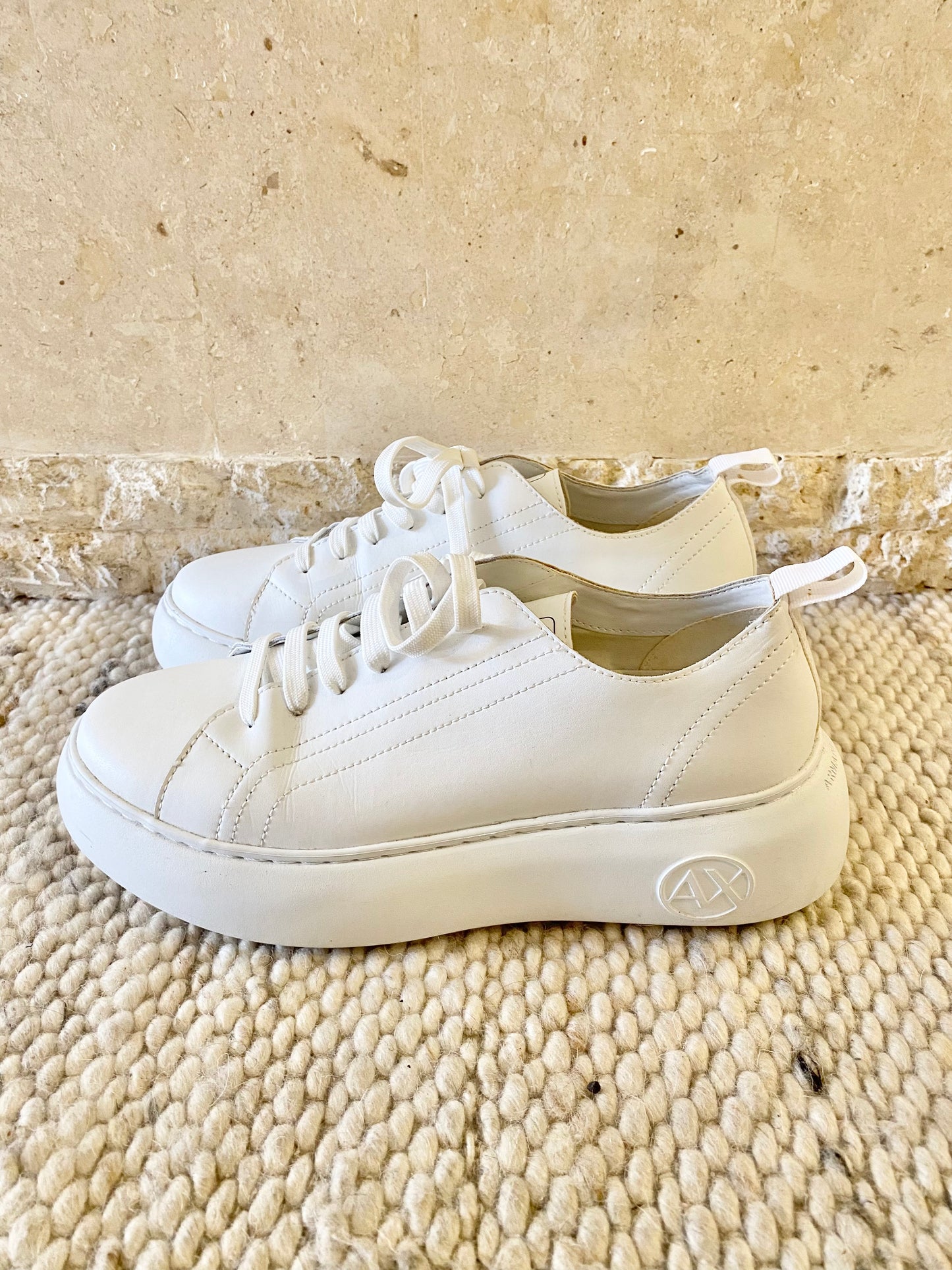 Armani Exchange Platform Low Top Sneakers in White - Size 40