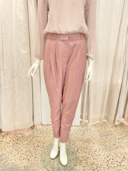 Zimmermann 'Tempest' Leather Pleated Pants in Antique Rose - Size 0 (8)