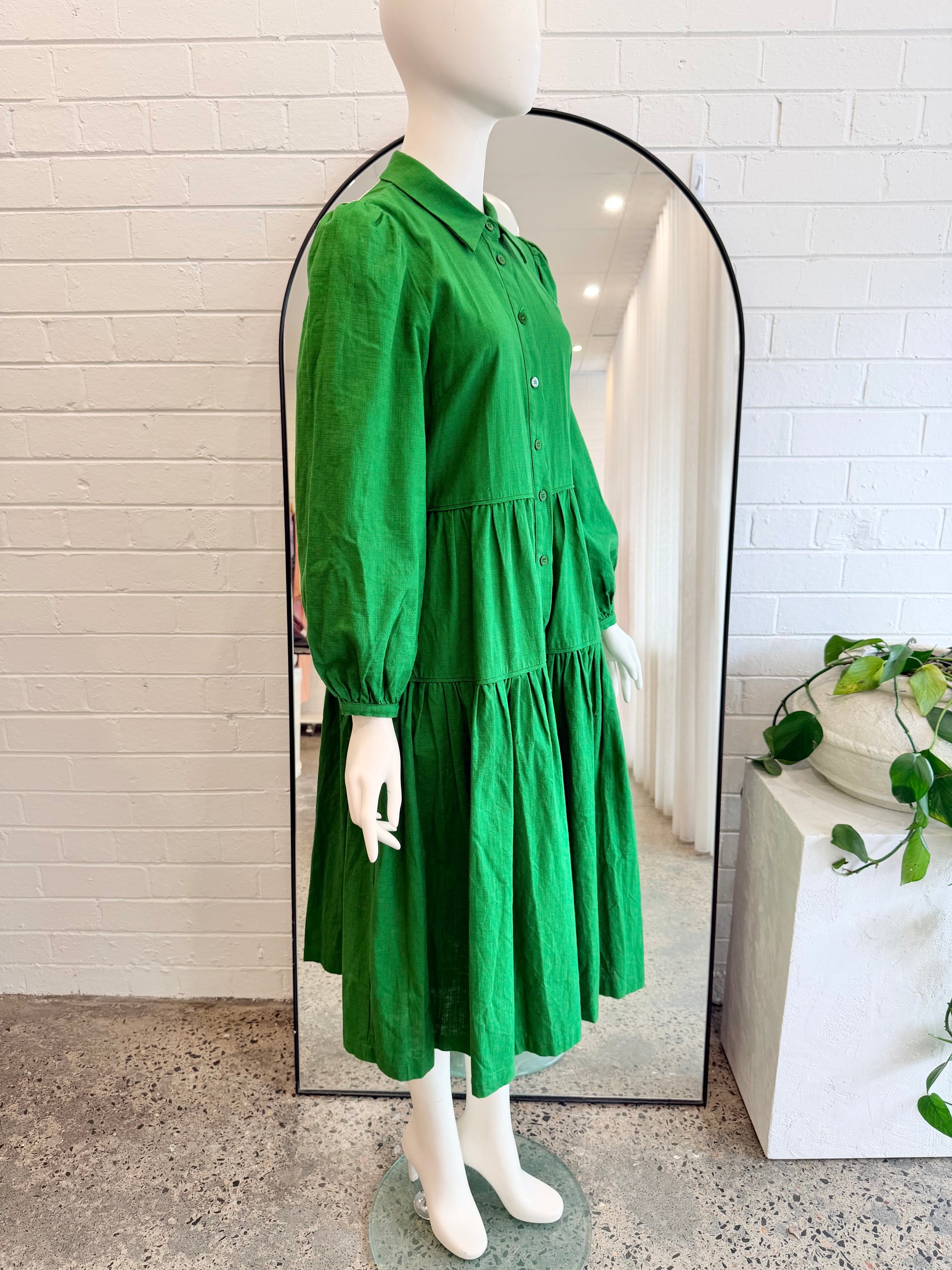 Gorman Green Linen Midi Dress - Size 8 - Pre-Loved Geelong