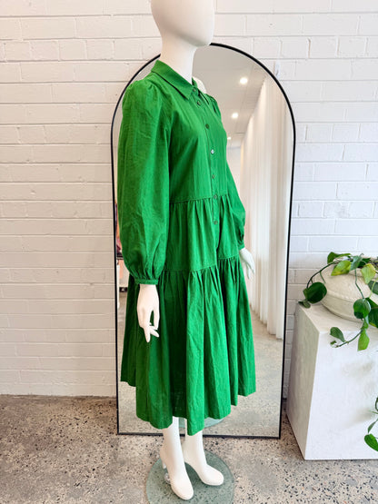 Gorman Green Linen Midi Dress - Size 8 - Pre-Loved Geelong