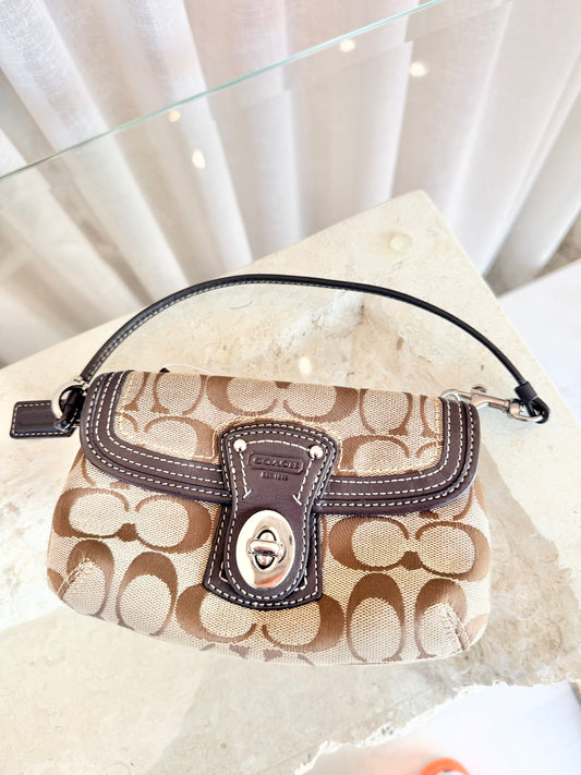 Coach Tan Monogram Wristlet