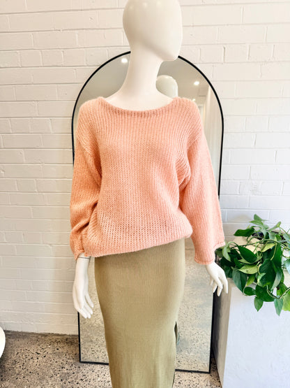 Gorman Oversized Mohair Blend Knit Sweater in Pink - Size 8