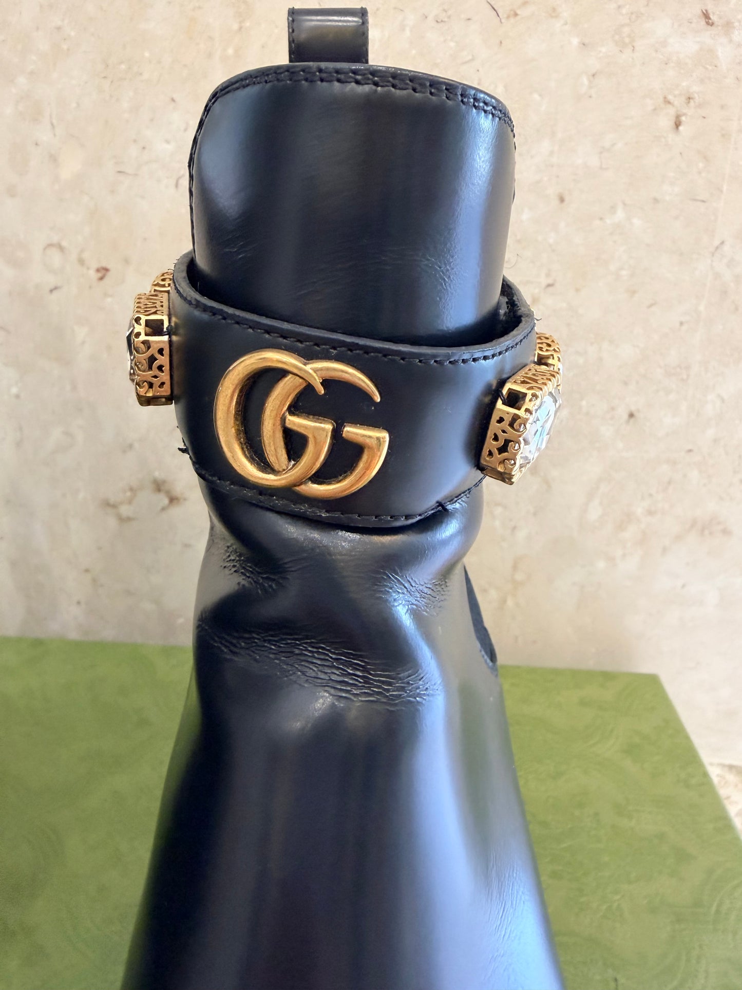 Gucci 'Trip' Embellished Chelsea Boots in Black - Size 38