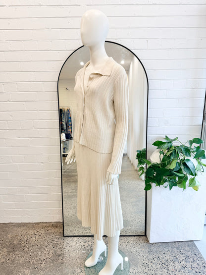 David Lawrence Beige Eula Sparkle Knit Top - Size M (10 - 12)