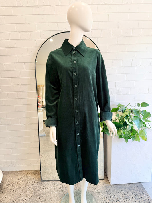 COS Cord Dress in Forest Green - Size 14