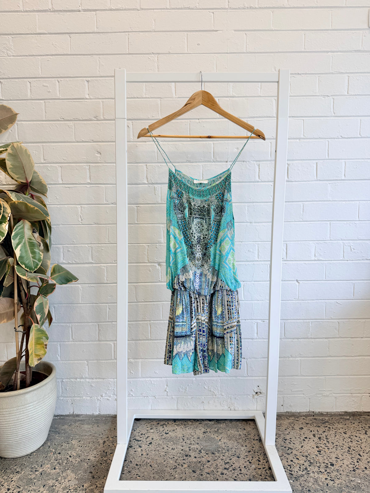Camilla Mint Shoestring Strap Topkapi Playsuit  - Size 3 (12)