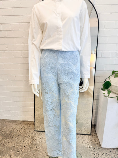 Scanlan Theodore 'Guipure' Lace Pants in Light Blue - Size 8