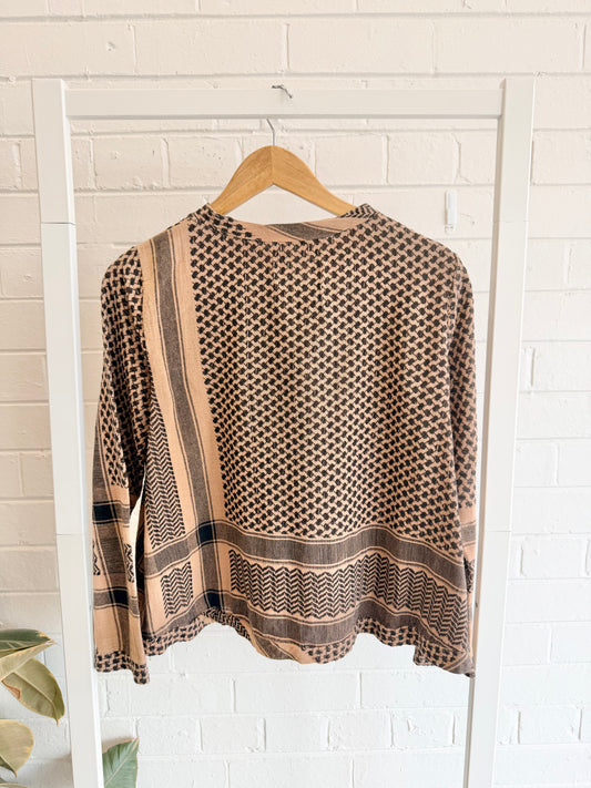 Cecilie Copenhagen O Long Sleeve Top in Black/Tannin - One Size (8-12)