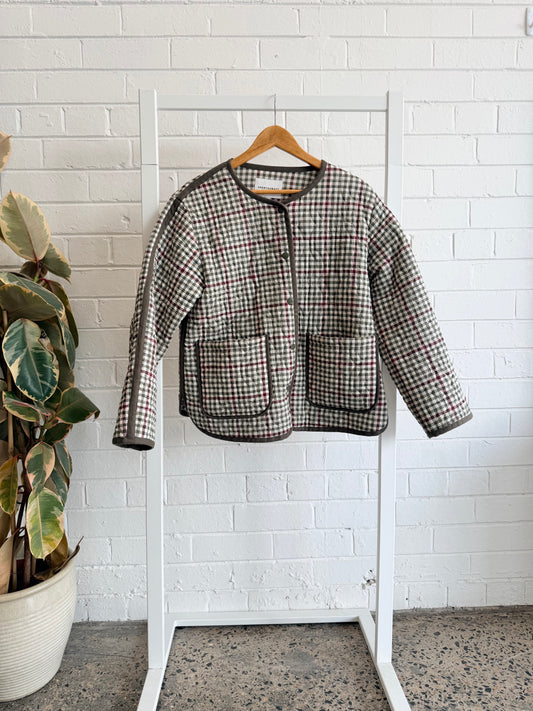 Sportscraft Checked Cotton Quilted Jacket - Size 8
