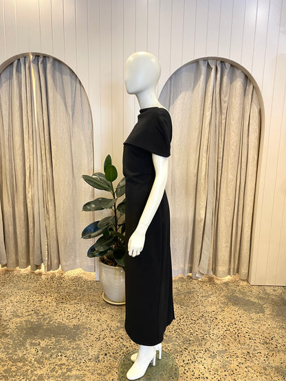 Effie Kats Black Cap Sleeve Dress - Size 14