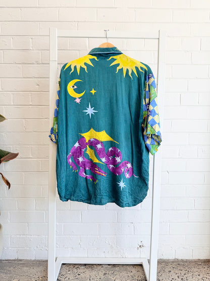 Alemais Green Guardian Oversized Silk Shirt - Size 14