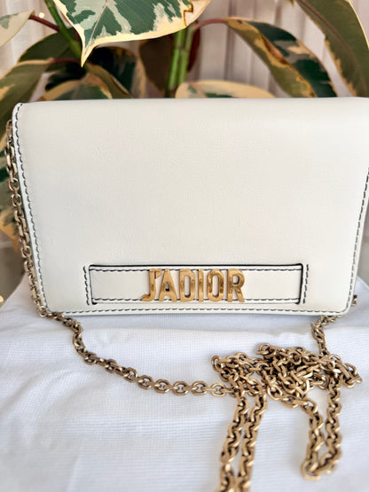Christian Dior Latte Jadior Calfskin Pouch Wallet On Chain