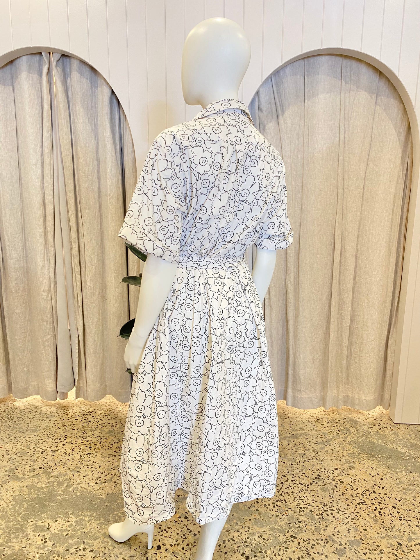 Marimekko Poplin Piirto Unikko Midi Shirt Dress - Size 40 (14/16)