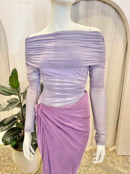 Benni Yasmin Off Shoulder Maxi Dress in Purple