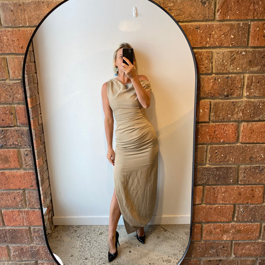 Misha Aster Gown in Taupe - Size Small