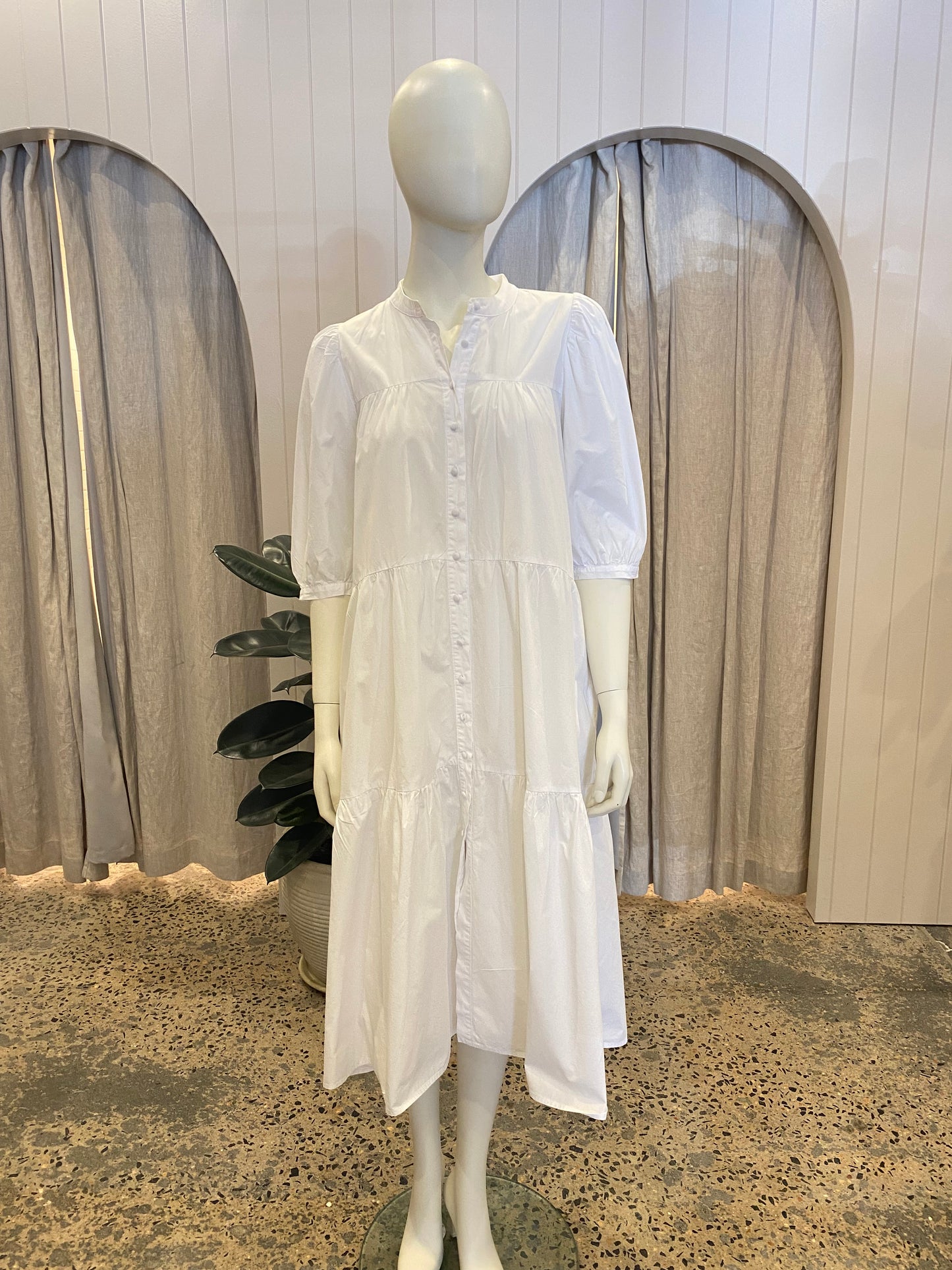 Zoe Kratzmann White Cotton Midi Dress - Size 1 (10)