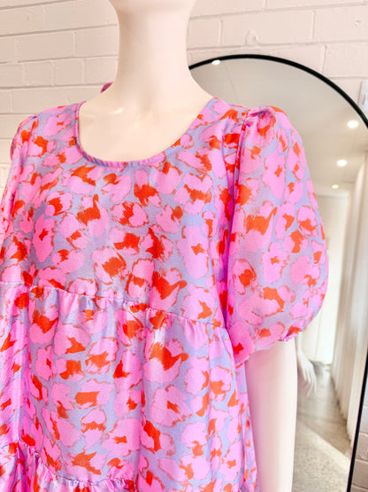 Cras Pink Lyracras Leopard Print Midi Dress - Size 38 (10/12)