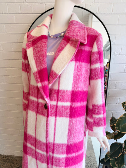 Basque Pink Check Coat - Size 16
