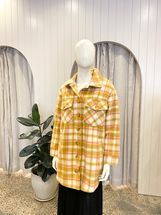 Steele Camden Jacket in Yellow Check - Size M (10-12)