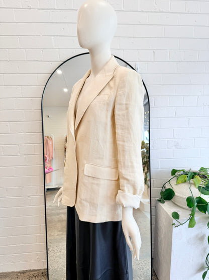 Max Mara Weekend Cream Linen Blazer - Size 12 - Pre-Loved Geelong