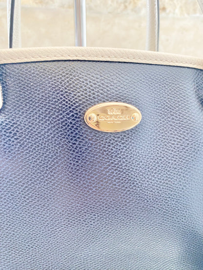 Coach Ivory and Navy Margot Carryall Satchel