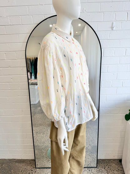 Lollys Laundy 'Heidi' Shirt in Cream - Size XL (14)