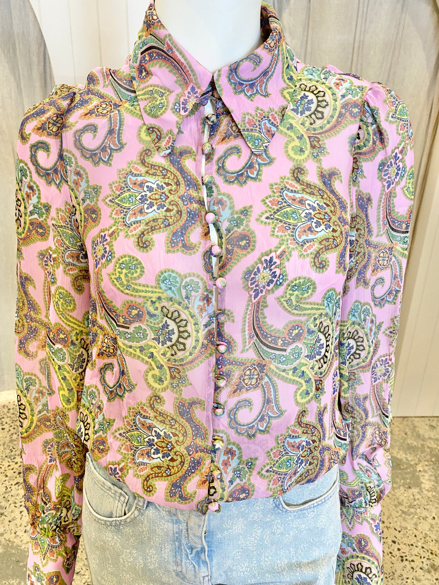 Scanlan Theodore Paisley Print Blouse - Size 8