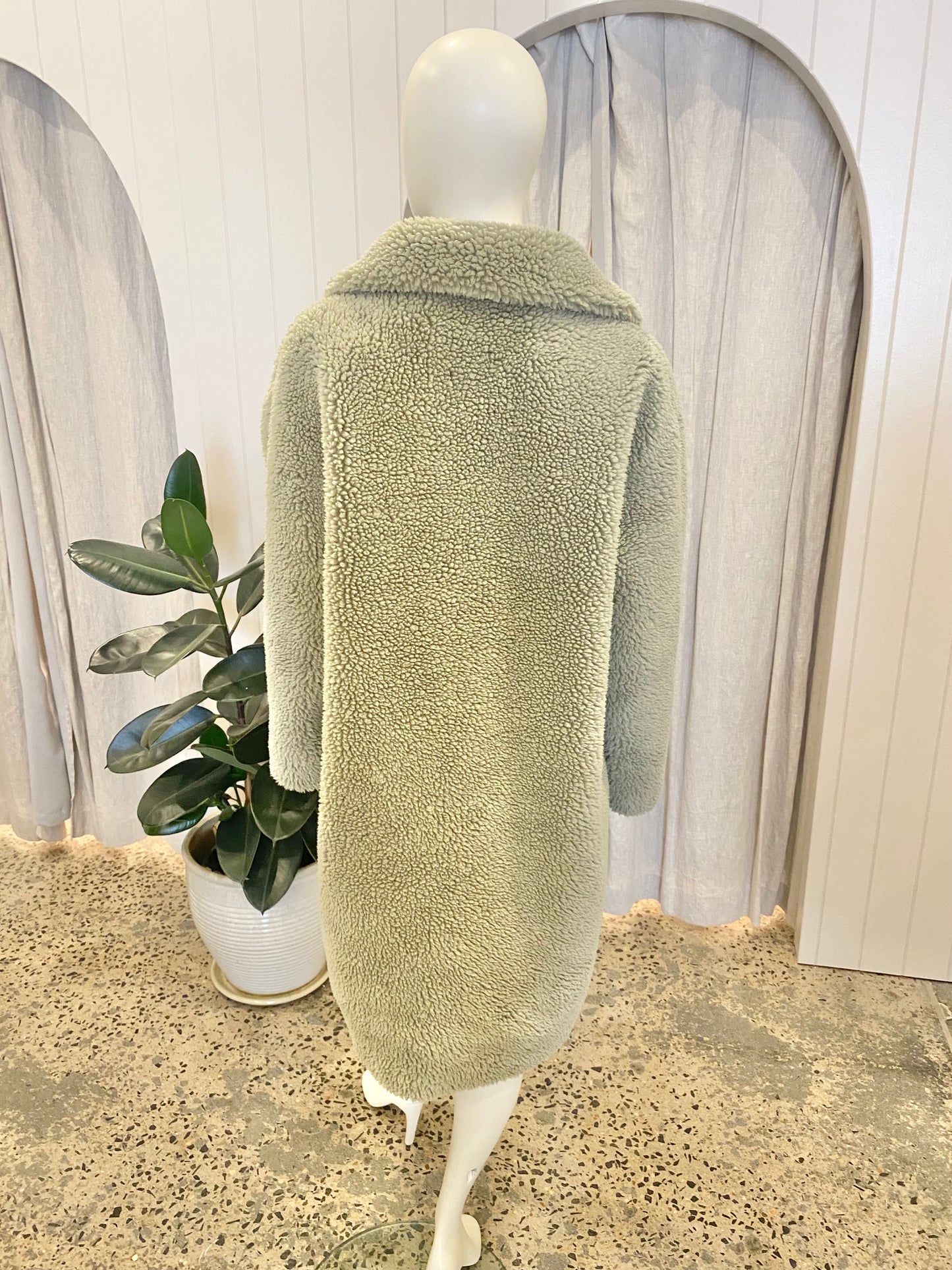 Friends with Frank 'Harriet' Teddy Coat in Sage - Size M/L (12-14)