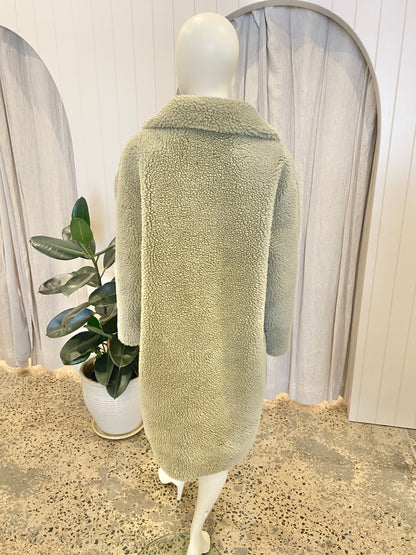 Friends with Frank 'Harriet' Teddy Coat in Sage - Size M/L (12-14)