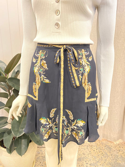Reiss Jenny Feather Print Skirt - Size 14