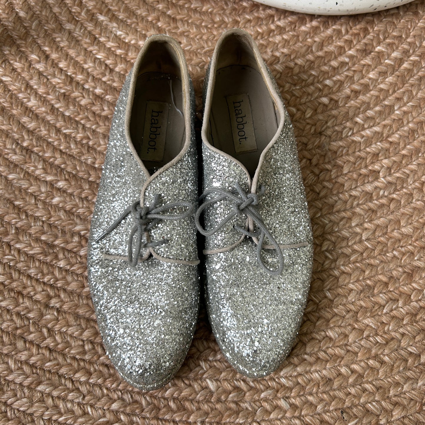 Habbot Silver Glitter Brogues - Size 38