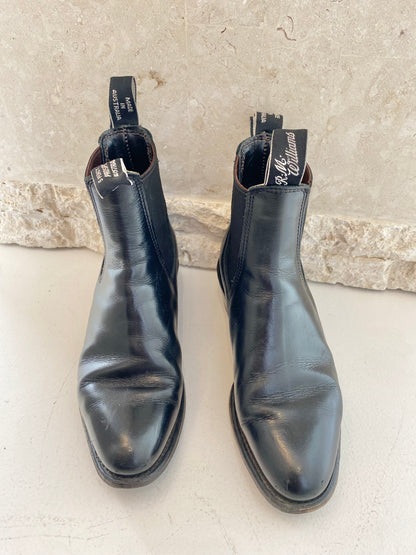 RM Williams Leather Adelaide Boots in Black - Size 6D