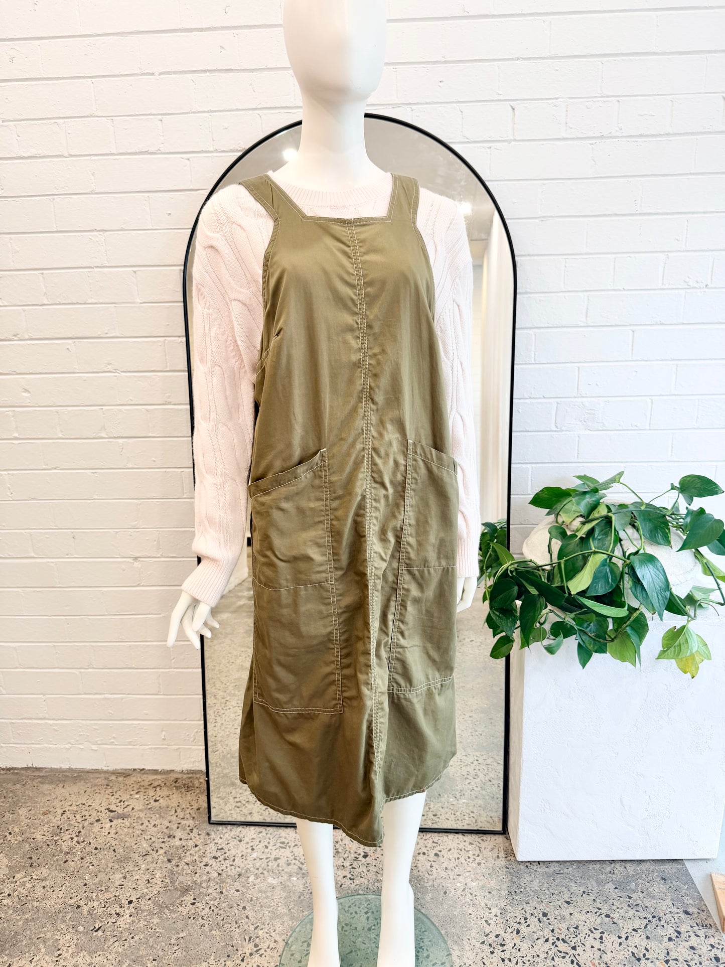 Kowtow Green Mirror Apron Dress - Size XL (14)