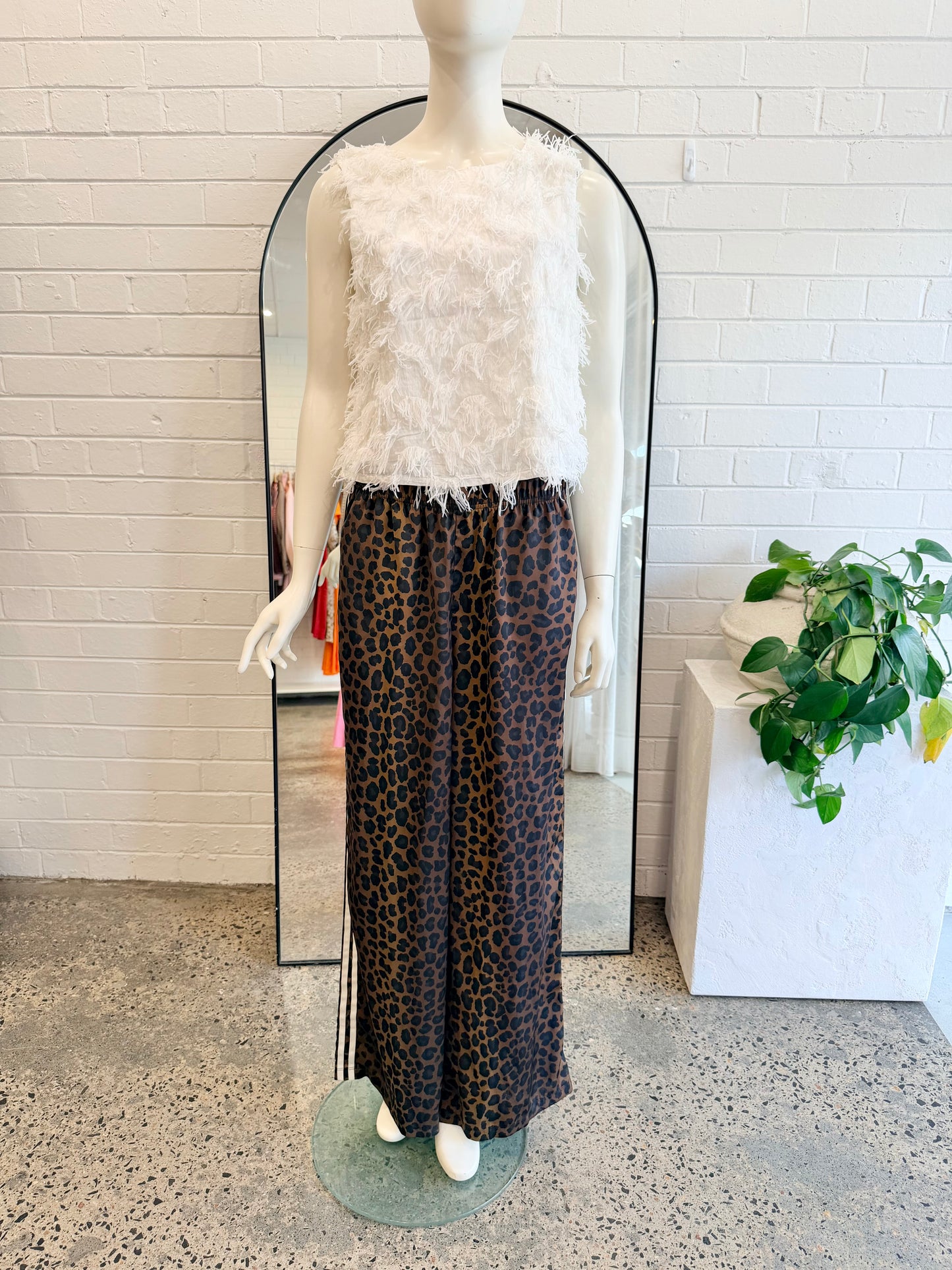 Adidas Origianls Animal Print Wid Leg Satin Pants - Size L (12)
