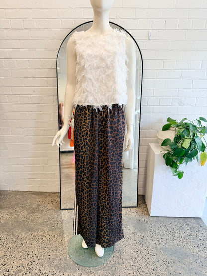 Adidas Origianls Animal Print Wid Leg Satin Pants - Size L (12)