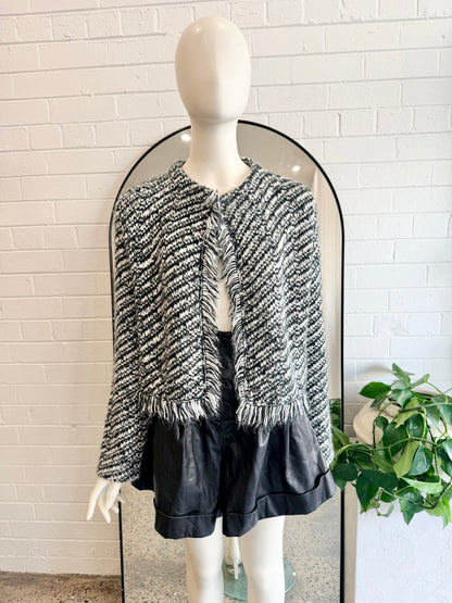 Maje Black and White Knit Jacket - Size 2 (10)