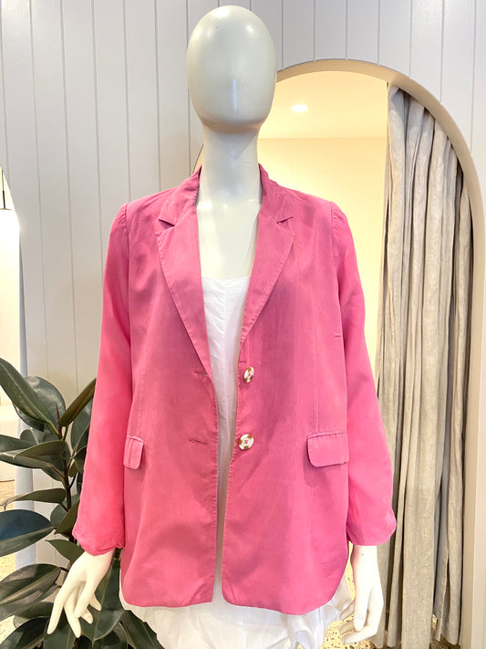Ena Pelly Pink Cupro Blazer - Size 8