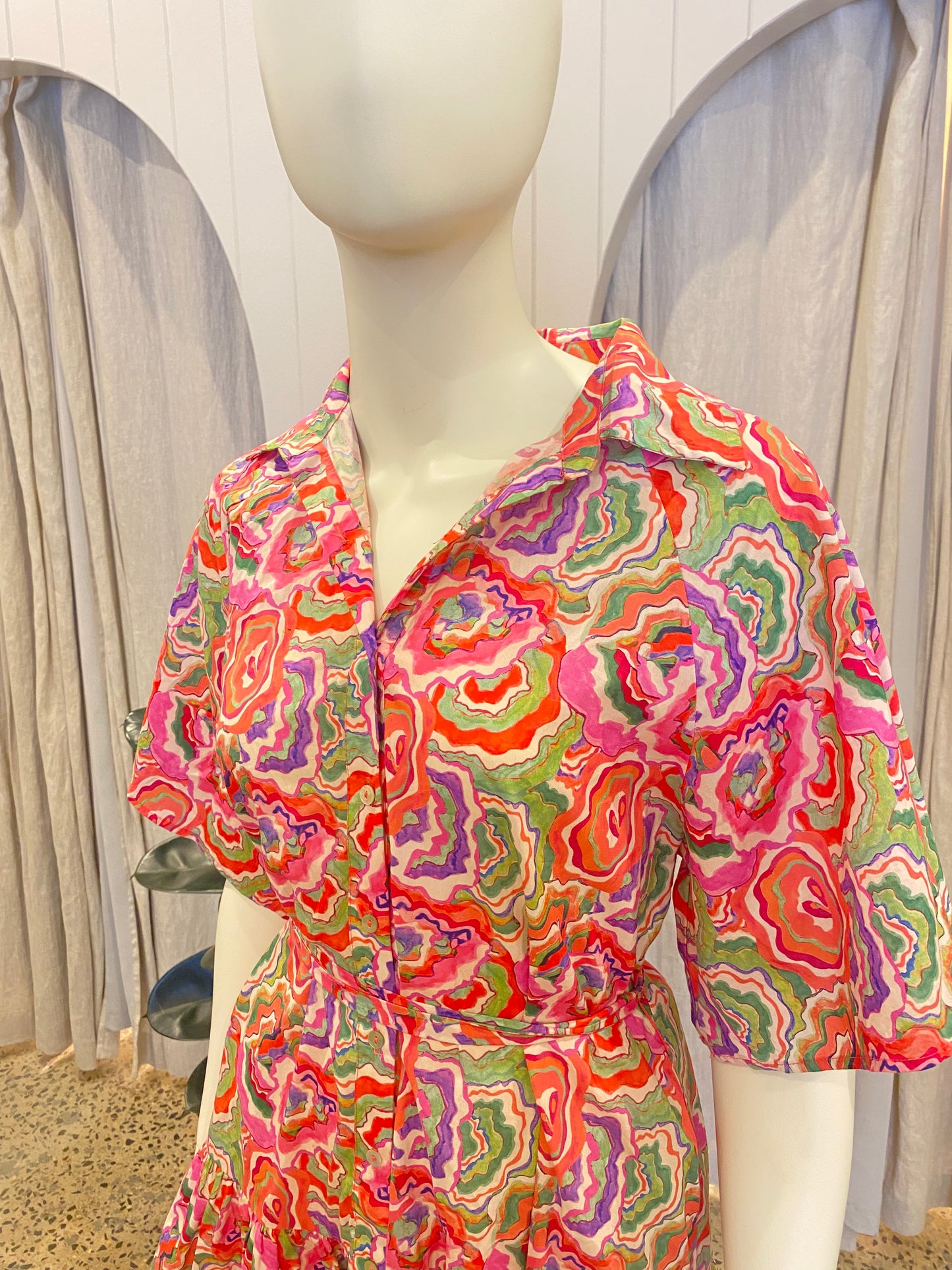 La Boheme Girls Moxie Mini Dress Cotton Agate Candy Apple - Size S/M