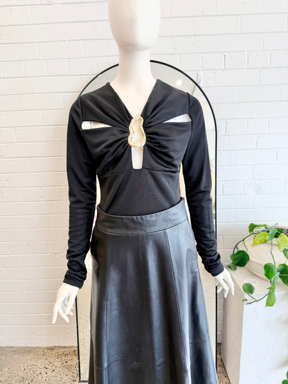 Rebecca Vallance Black Mischa Cutout Clasp Top - Size 12 - Pre-Loved Geelong
