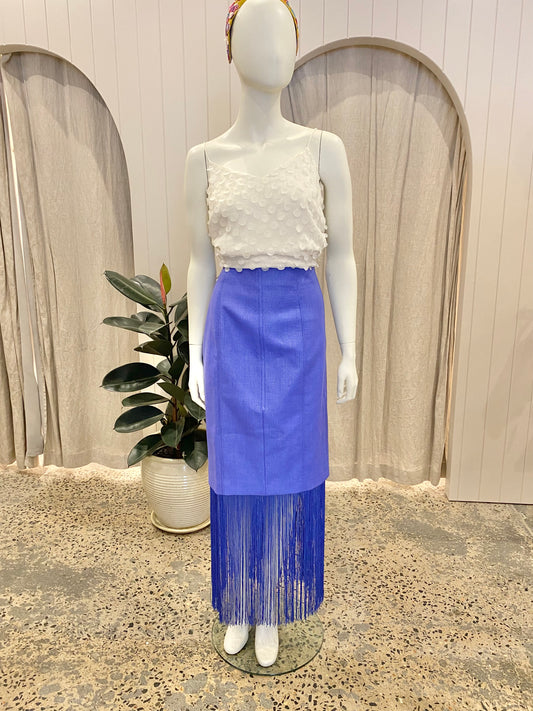 Country Road Cornflower Basket Weave Midi Skirt - Size 8