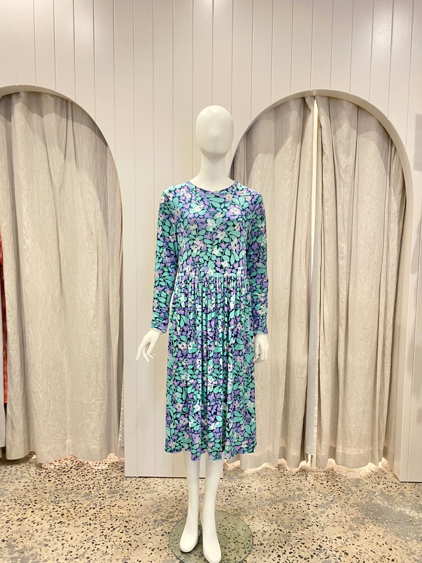 Gorman Velvet Floral Midi Smock Dress - Size 12