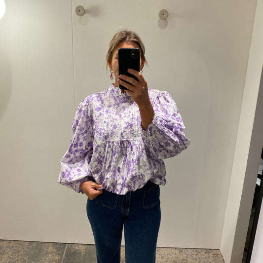 byTiMo Poplin Blouse / Mini Dress in Lilac Floral - Size 12