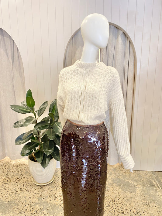 Second Female White Jacob Wool Blend Knit - Size Small (8-10)