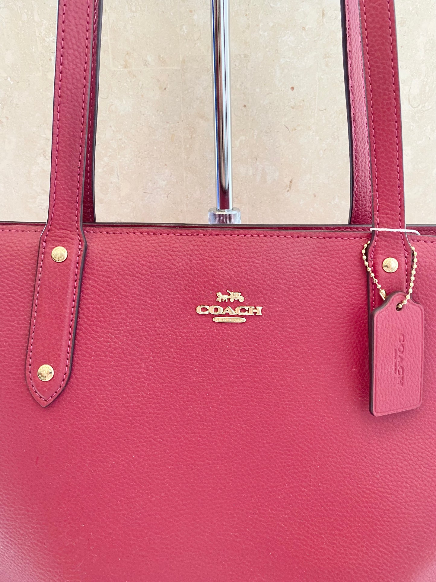 Coach Bright Cherry Central Tote With Zip