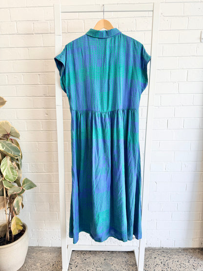 ELK Albin Shirt Dress in Blue - Size 12
